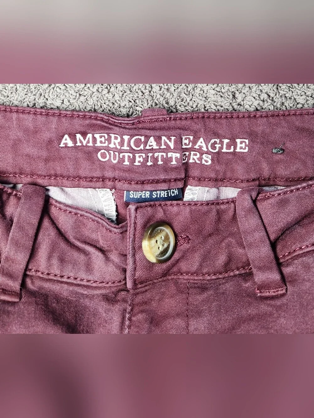 Burgundy American Eagle Twill Low Rise Shorts